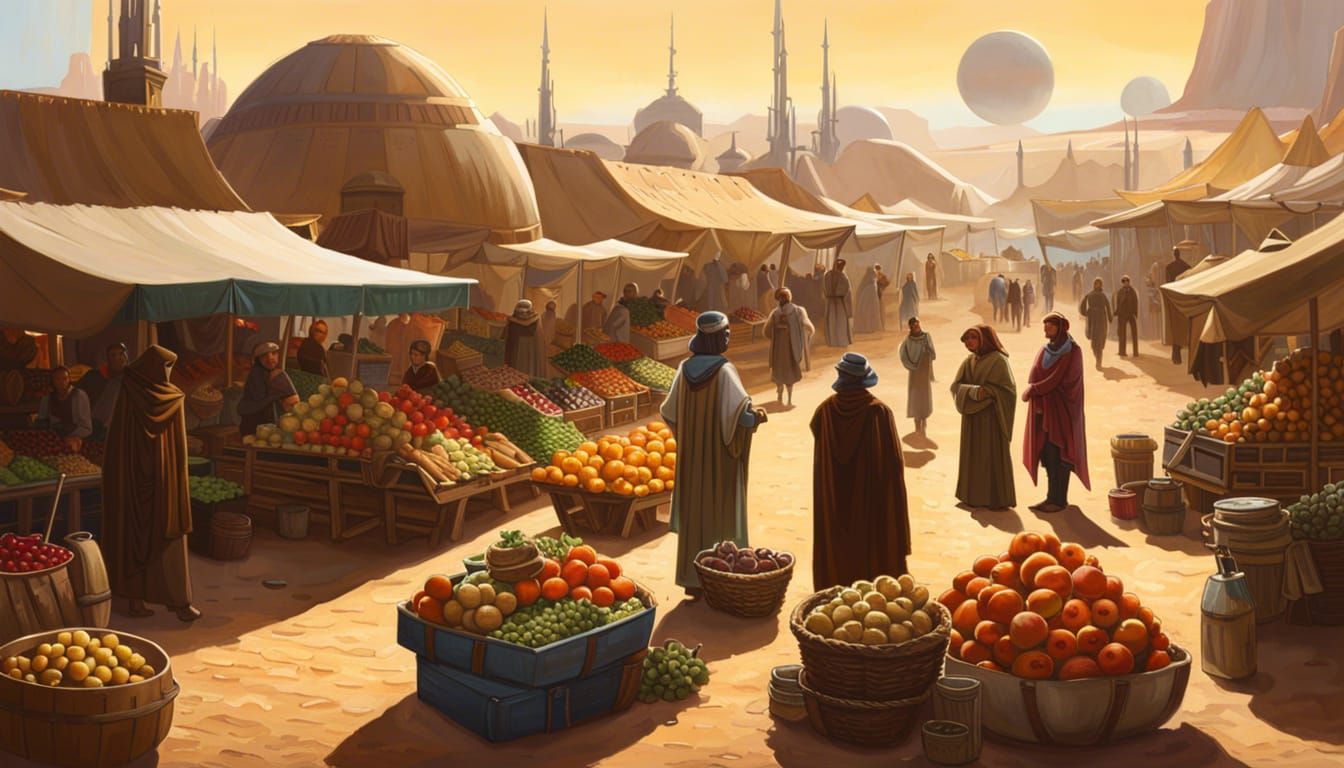 Tatooine Farmers Market in Rutkowski Style