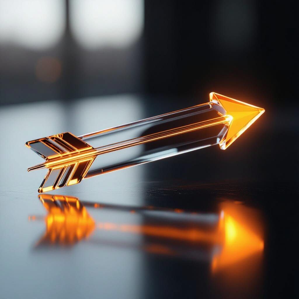 Glowing Orange Arrow Symbolizing Growth and Success