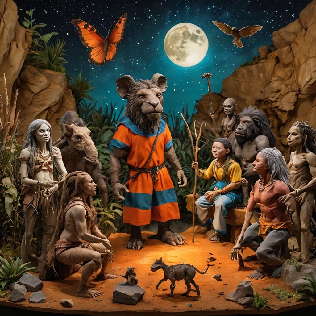 Extinct Humanoids Display: Museum Diorama of Diversity