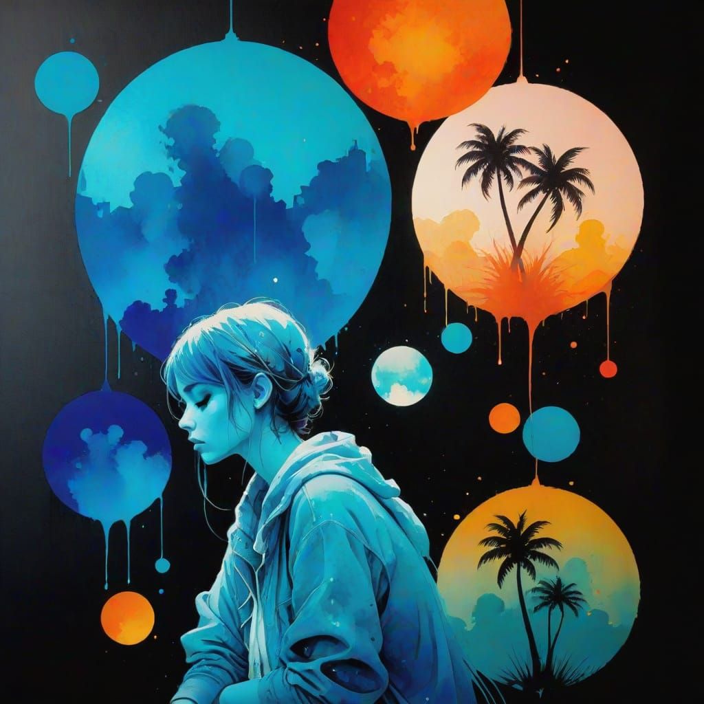 Tropical Hanging Chair in Vibrant Daylight