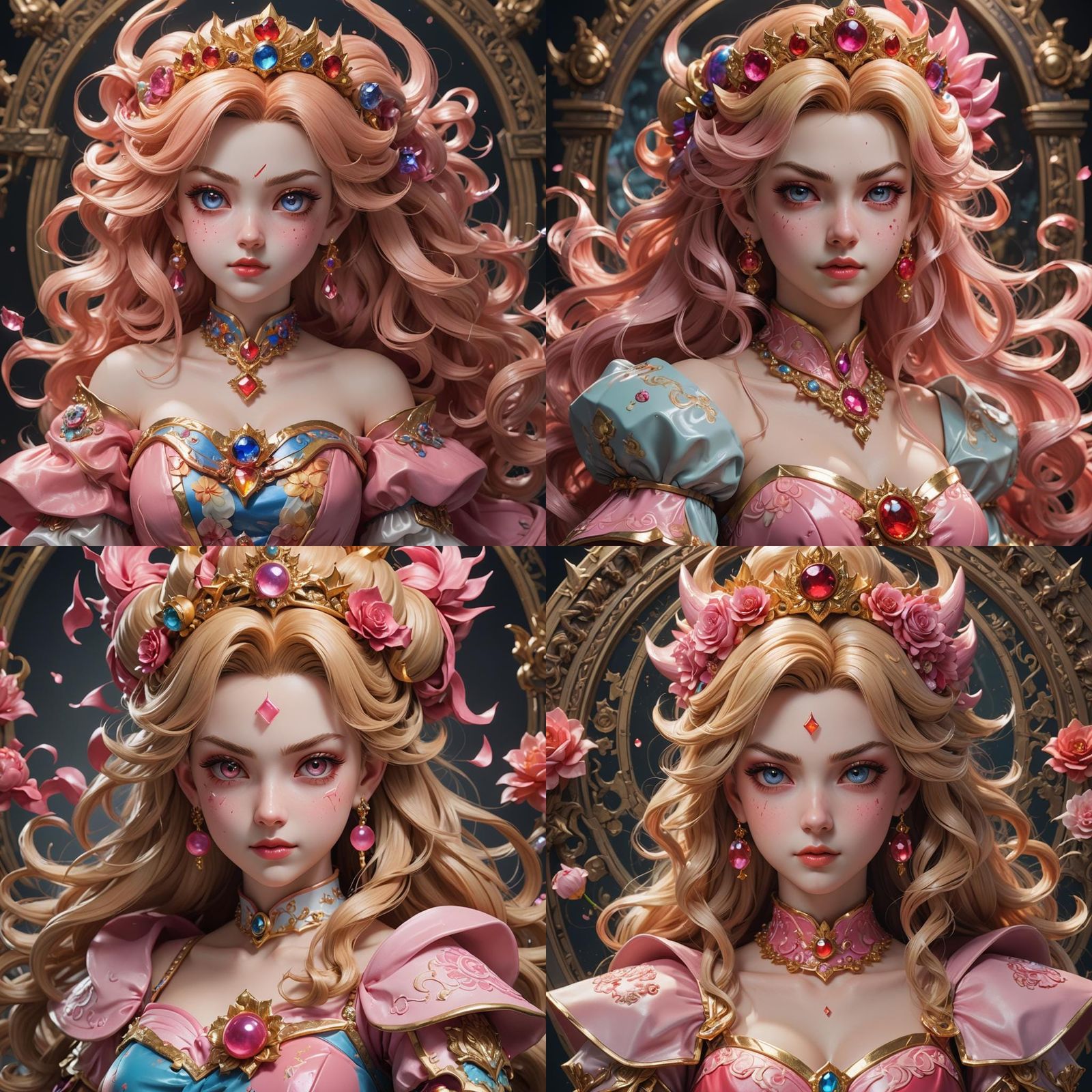 Demonic Super Saiyan Princess Peach Porcelain Doll Portrait