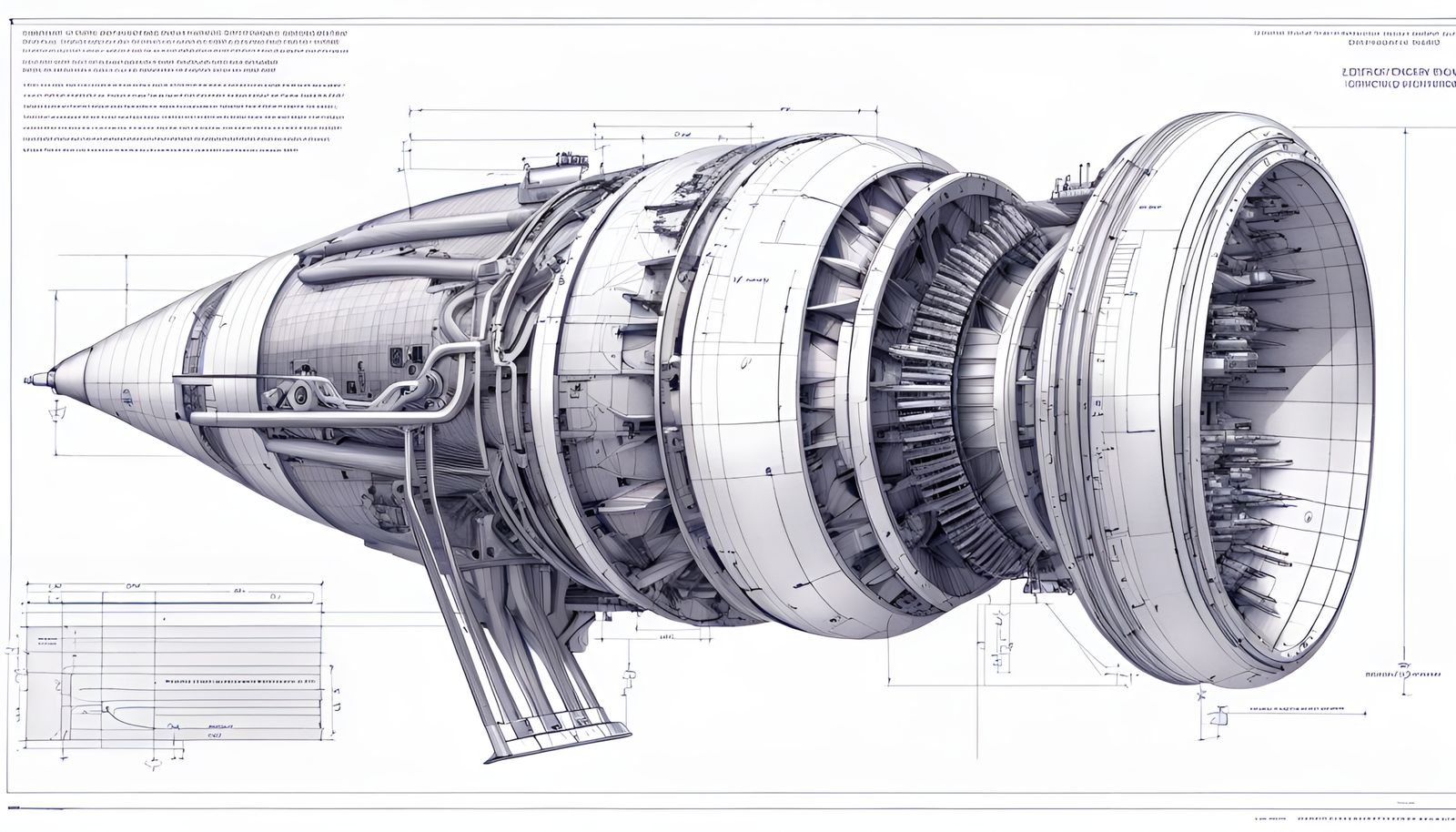 Technical Drawings For A Futuristic Jet Engine For New Drone...