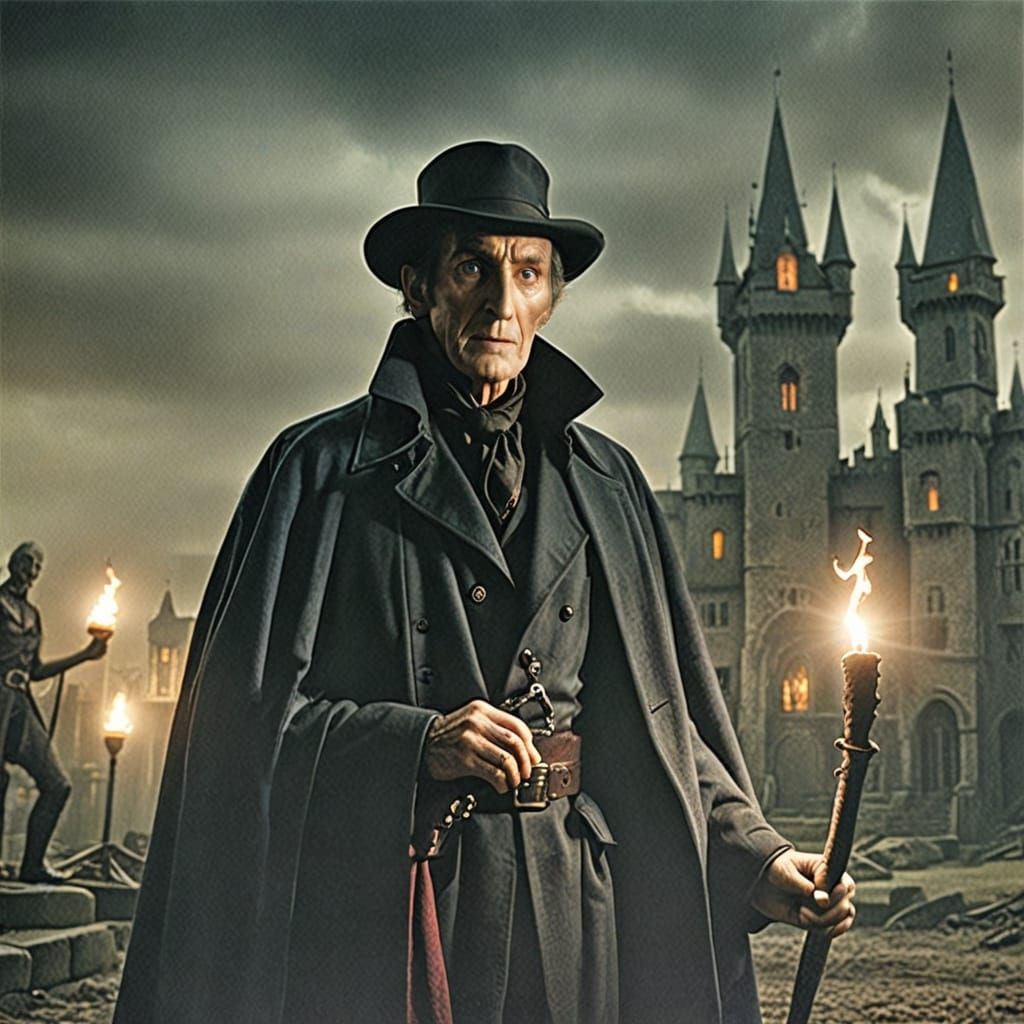 Peter Cushing as Van Helsing in Gothic Castle