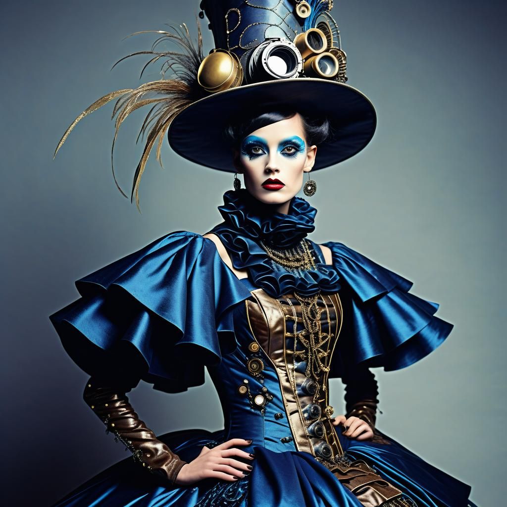 Steampunk Avant-Garde Fashion Gown, Hyperdetailed