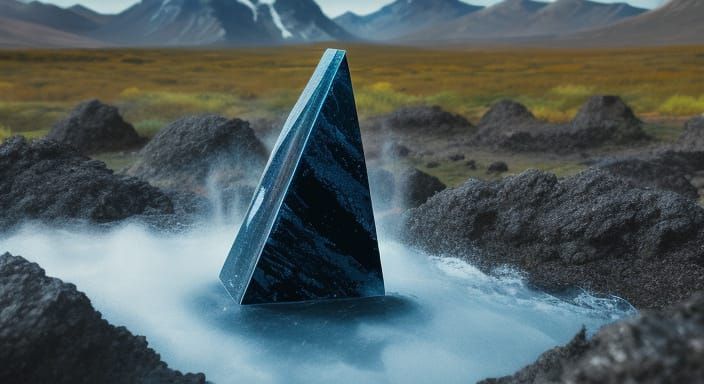 Mysterious Obsidian Orb Suspended Over Pristine Wilderness