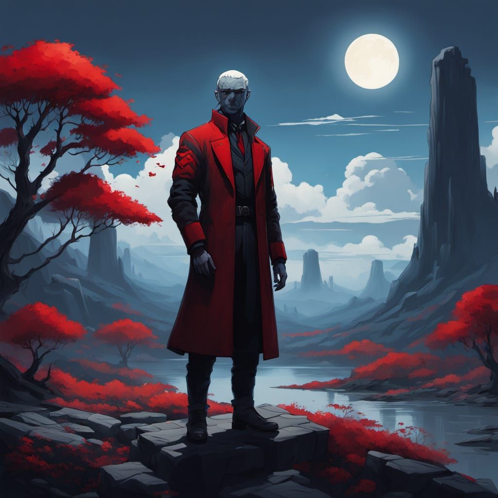 Mysterious Figure in Fantastic Realism Art Style