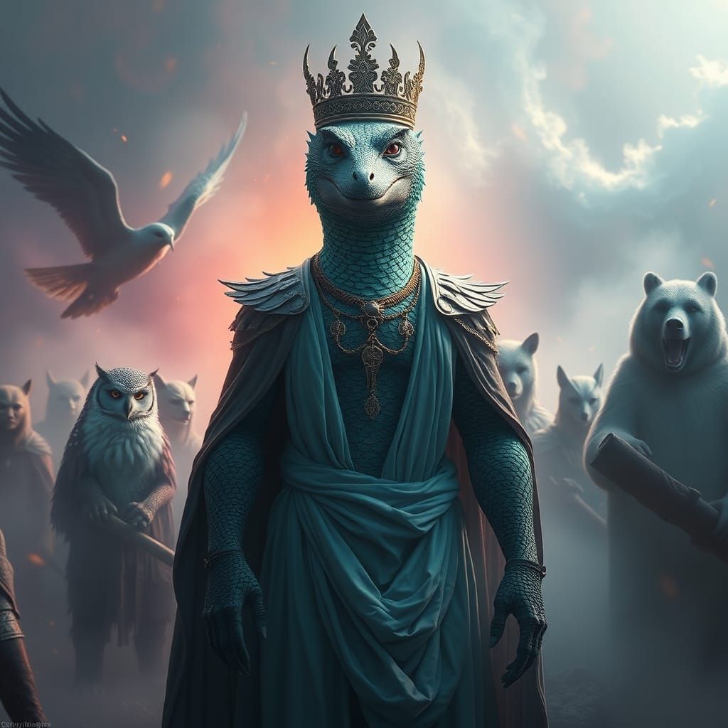 Regal Werealligator Shifter in a Fantasy Landscape