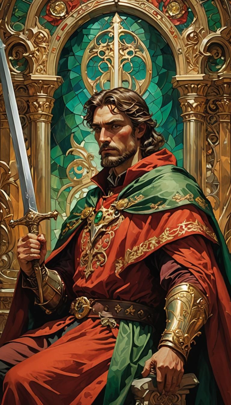 Victorian Gothic King Portrait with Sword