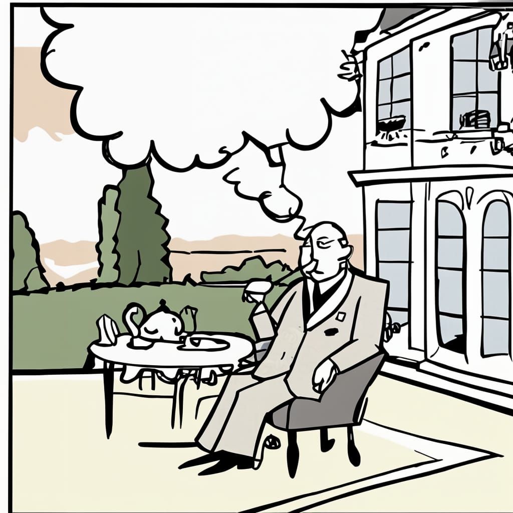 Cartoon 1920s England. P.G. Wodehouse.