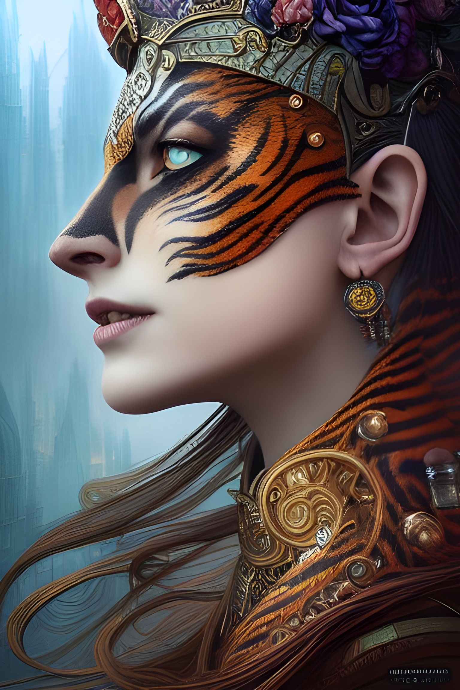 Tigers Queen: Celestial Fantasy Portrait