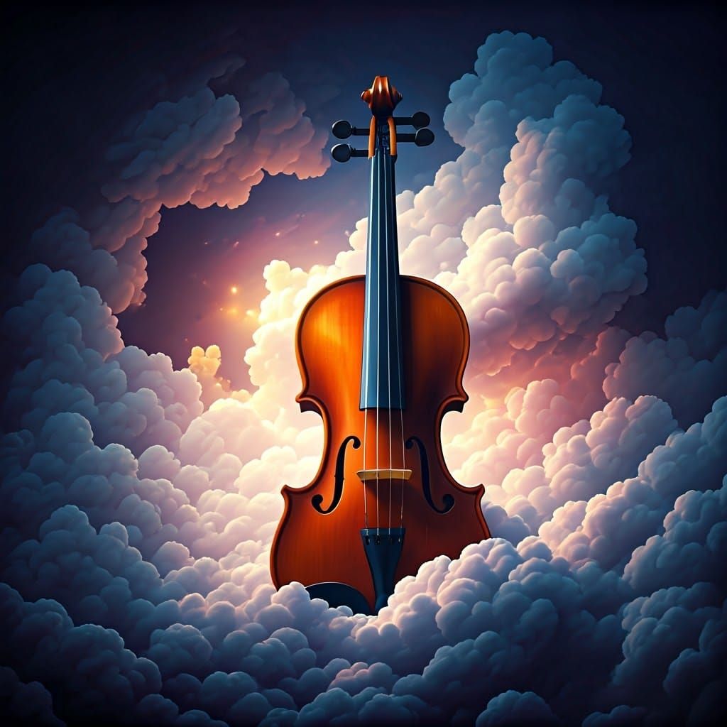 Ethereal Violin Portal Amidst Cloudscape