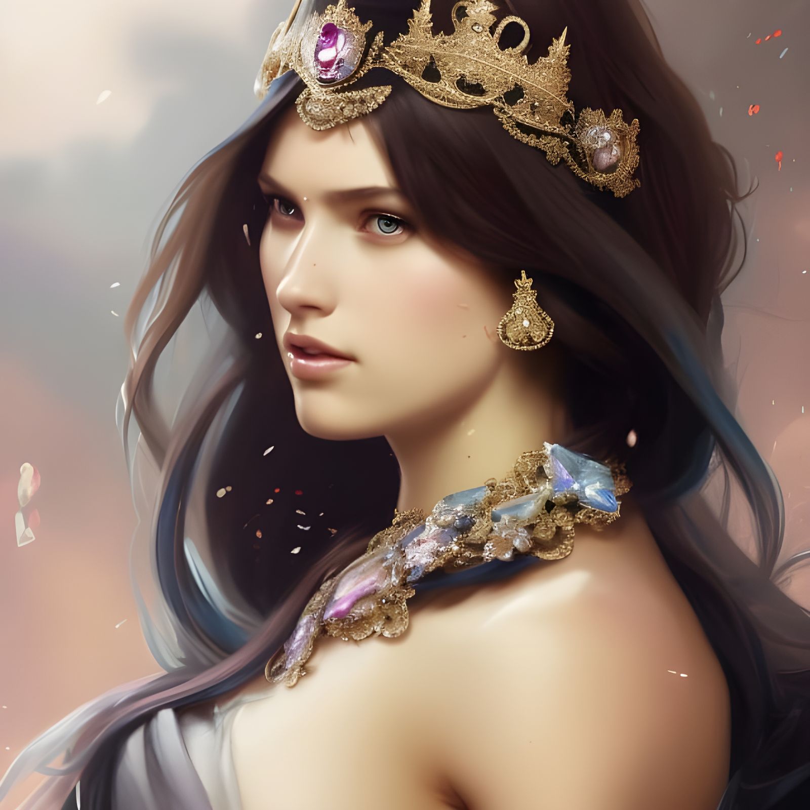 Young Princess Portrait in Art Nouveau Style