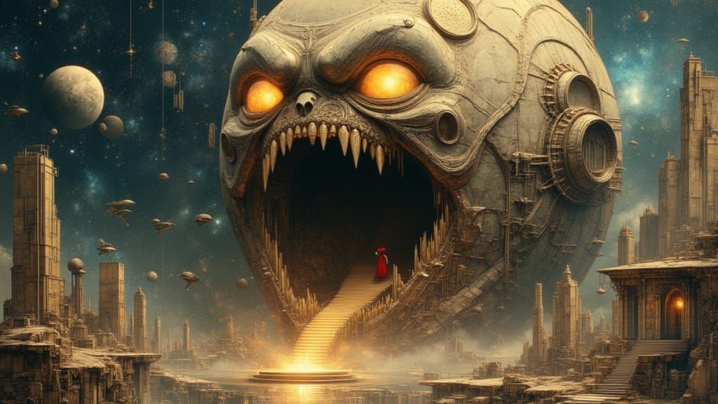 Giant Planet Devours Moon, Attacked by Spaceships