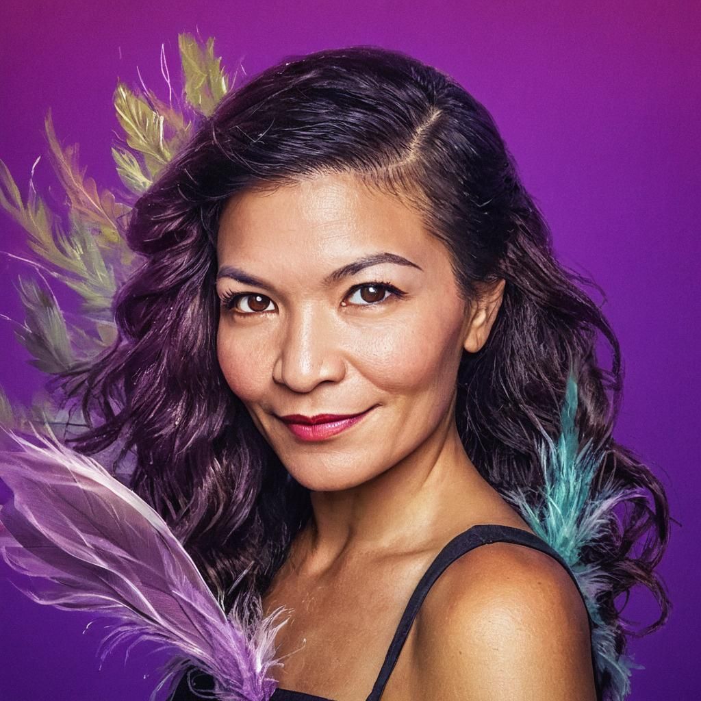 Whimsical Fairy Portrait with Feather: Art Nouveau Style