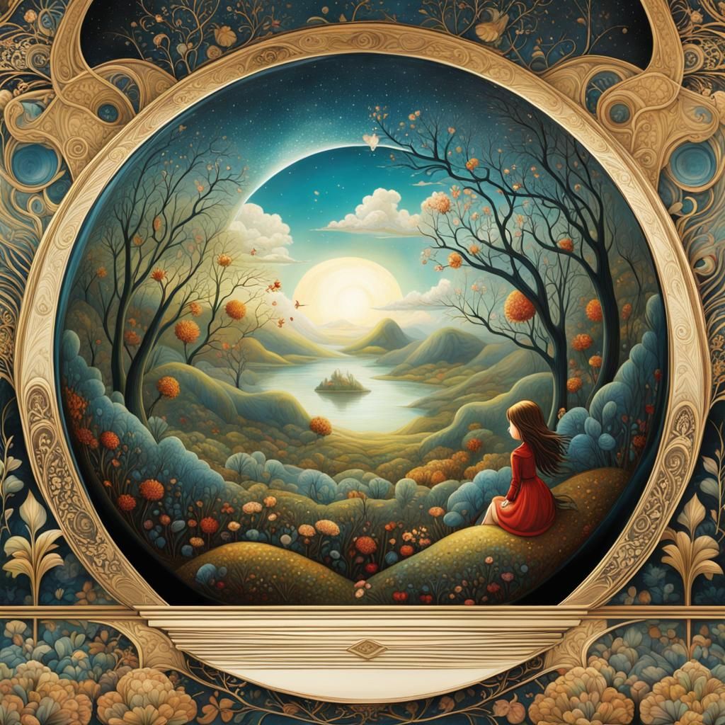Dreamscape: Utopic World in Glass Sphere Illustration