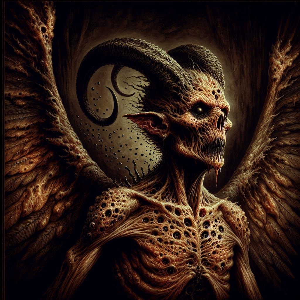 Grotesque Demoness of Pestilence in Dramatic Style