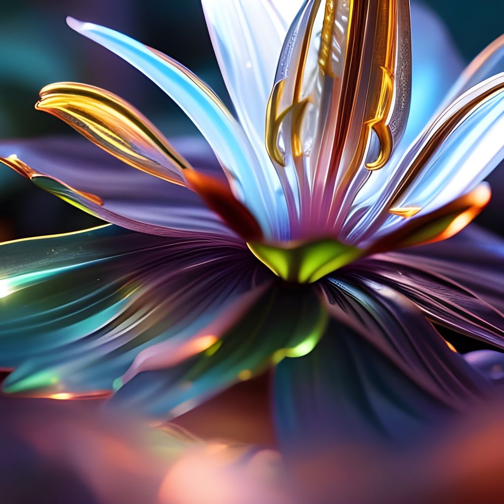 Photorealistic Glass Lily with Intricate Petals