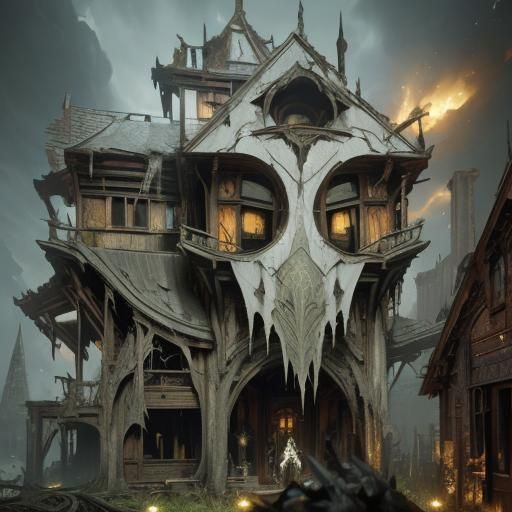 Monster in Abandoned House: Dark Fantasy Concept Art