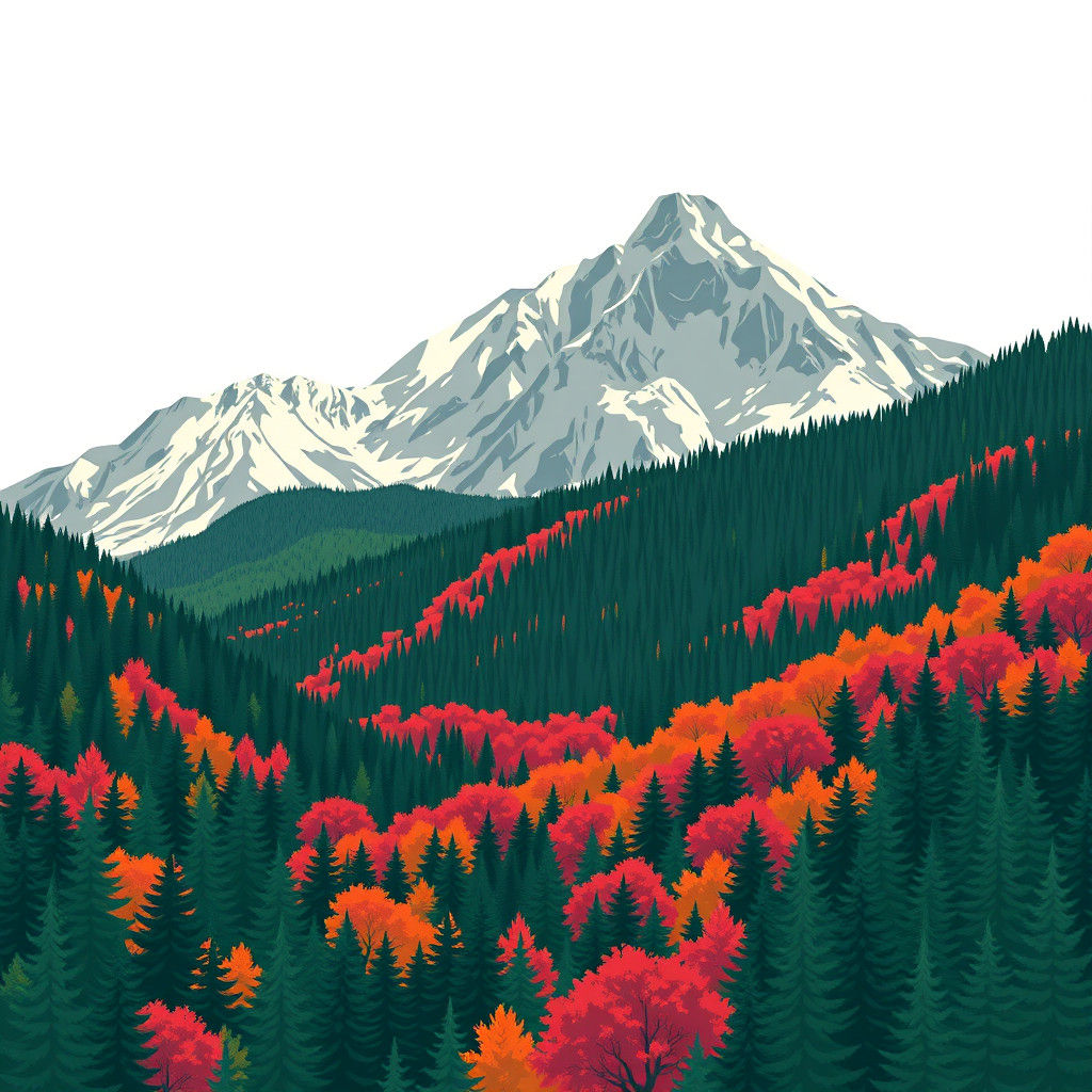 Low-Poly Mountains in a Hand-Drawn, Graphic Style