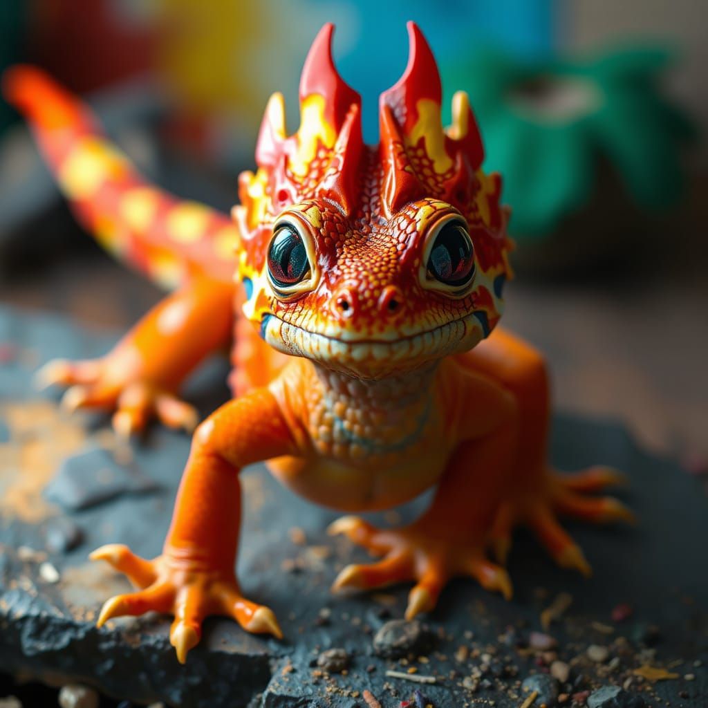 Fire Salamander Alien Creature in Dramatic Lighting