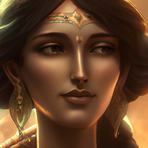 Detailed Portrait of an Indian Person in Art Nouveau Style