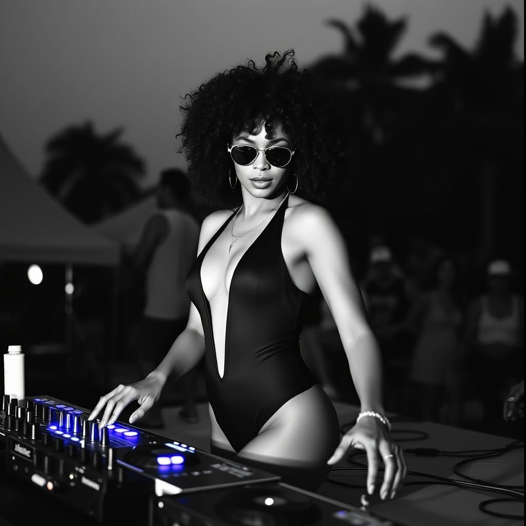 Black and White Photo: Fox, Chick, or Woman DJ