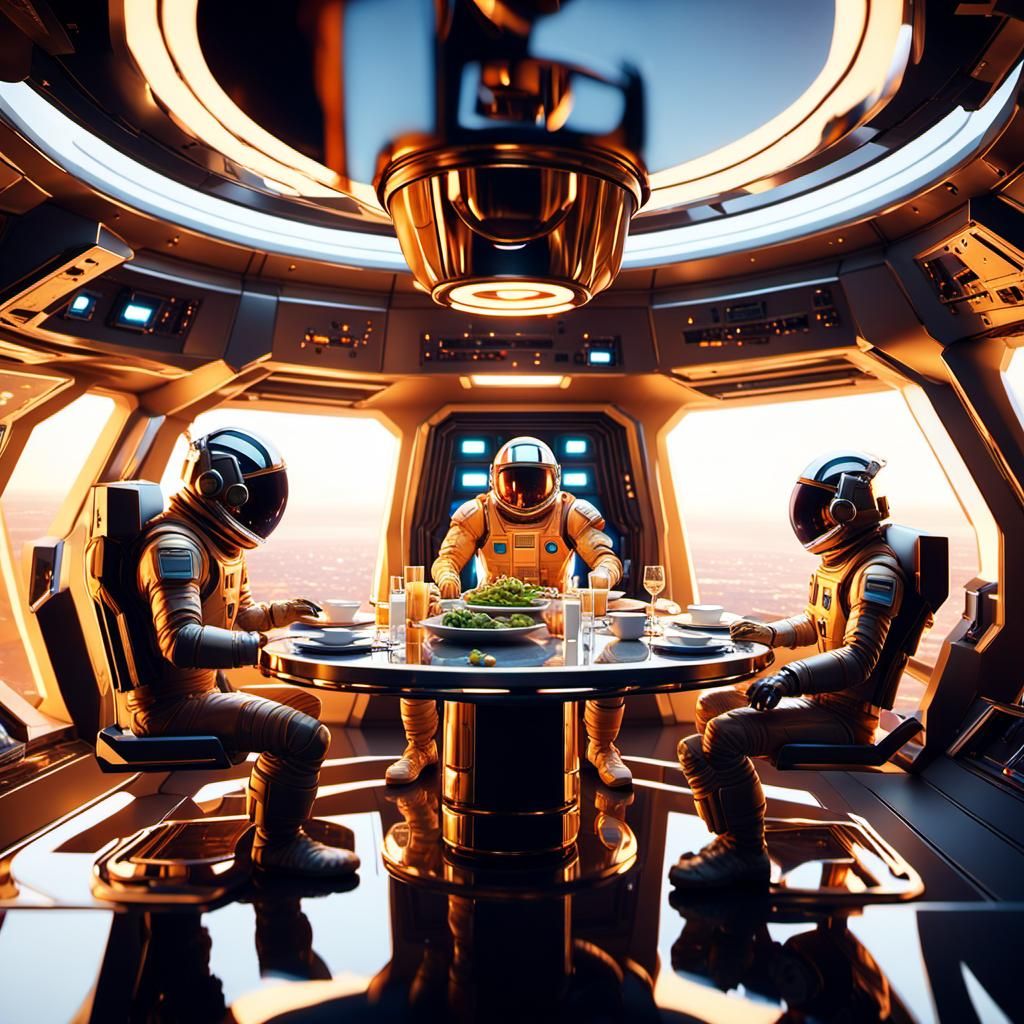 Sci-Fi Dinner in Zero Gravity, Futuristic Design