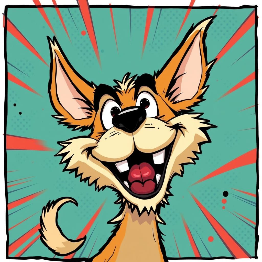 Playful Canine in Cartoon Chaos