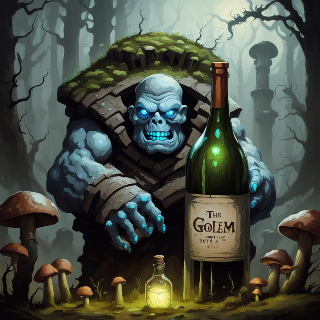 Moss Golem with Wine, Sinister Fantasy Art