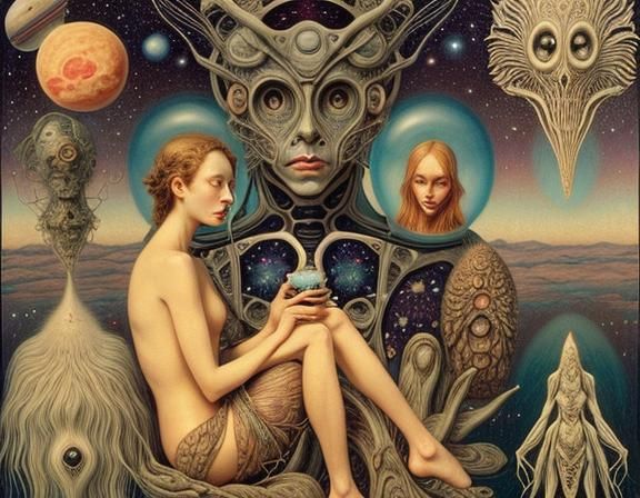 Surreal Space Walker in Orbit