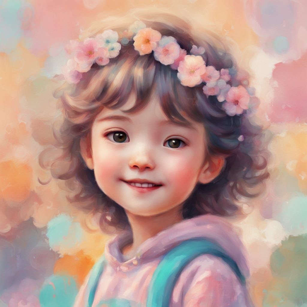 Cute Character Smiling in Pastel Art Style
