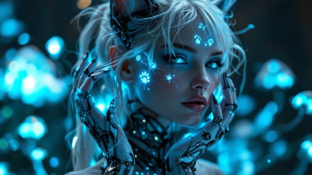 Enchanting Catfolk Warrior in Azure Spider Armor