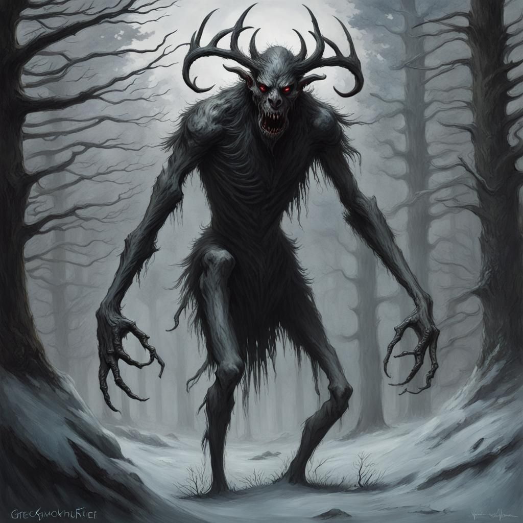 Sinister Wendigo Horror Illustration