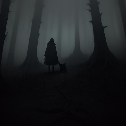 Eerie Forest Scene: Dead Dog in Dark Romanticism