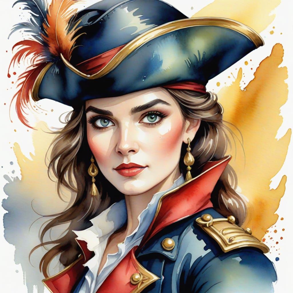 Alluring Female Captain Hook Illustration in Watercolor