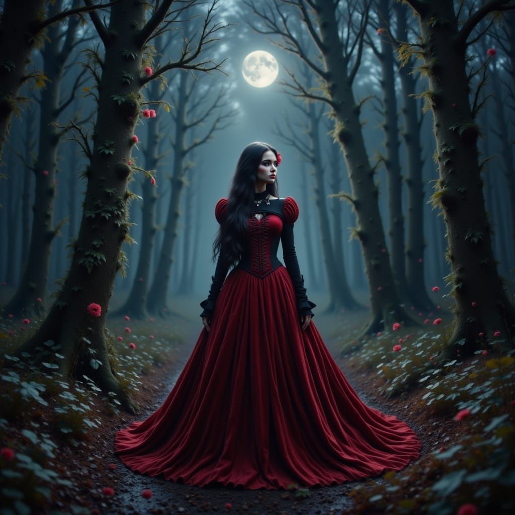 Deva Cassel as Gothic Snow White in Forest