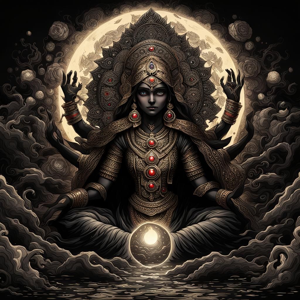 Goddess of Gloom Rising From the Darkness