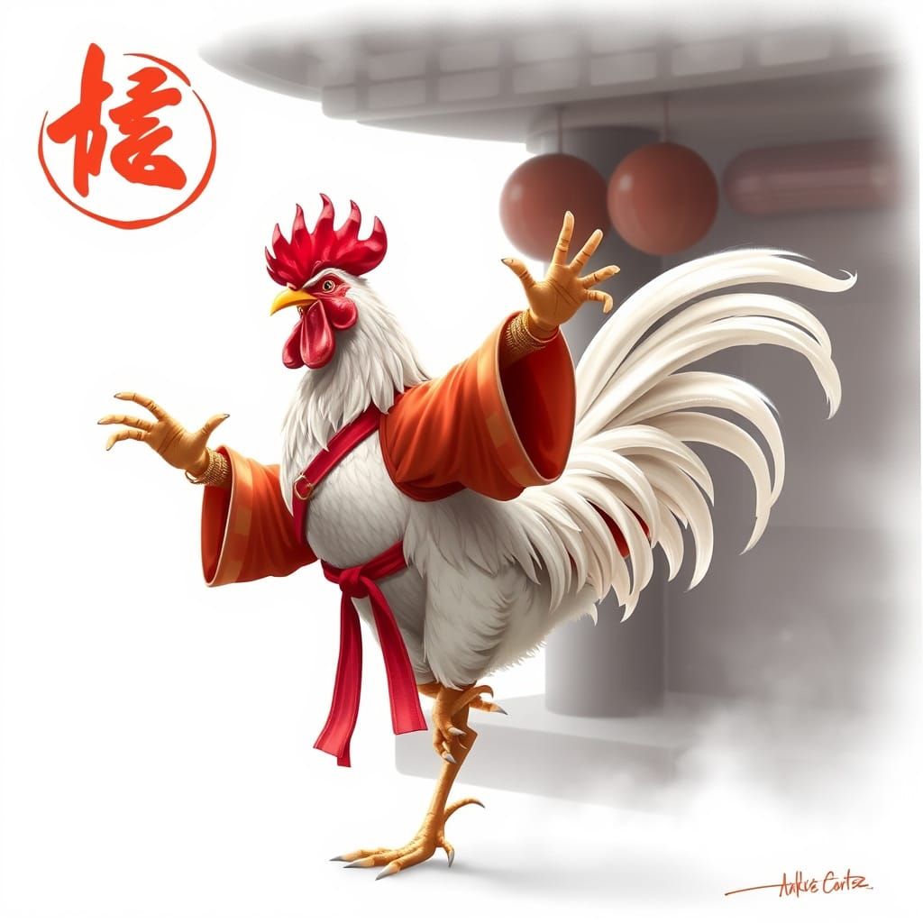 Kung Fu Chicken Strikes a Pose