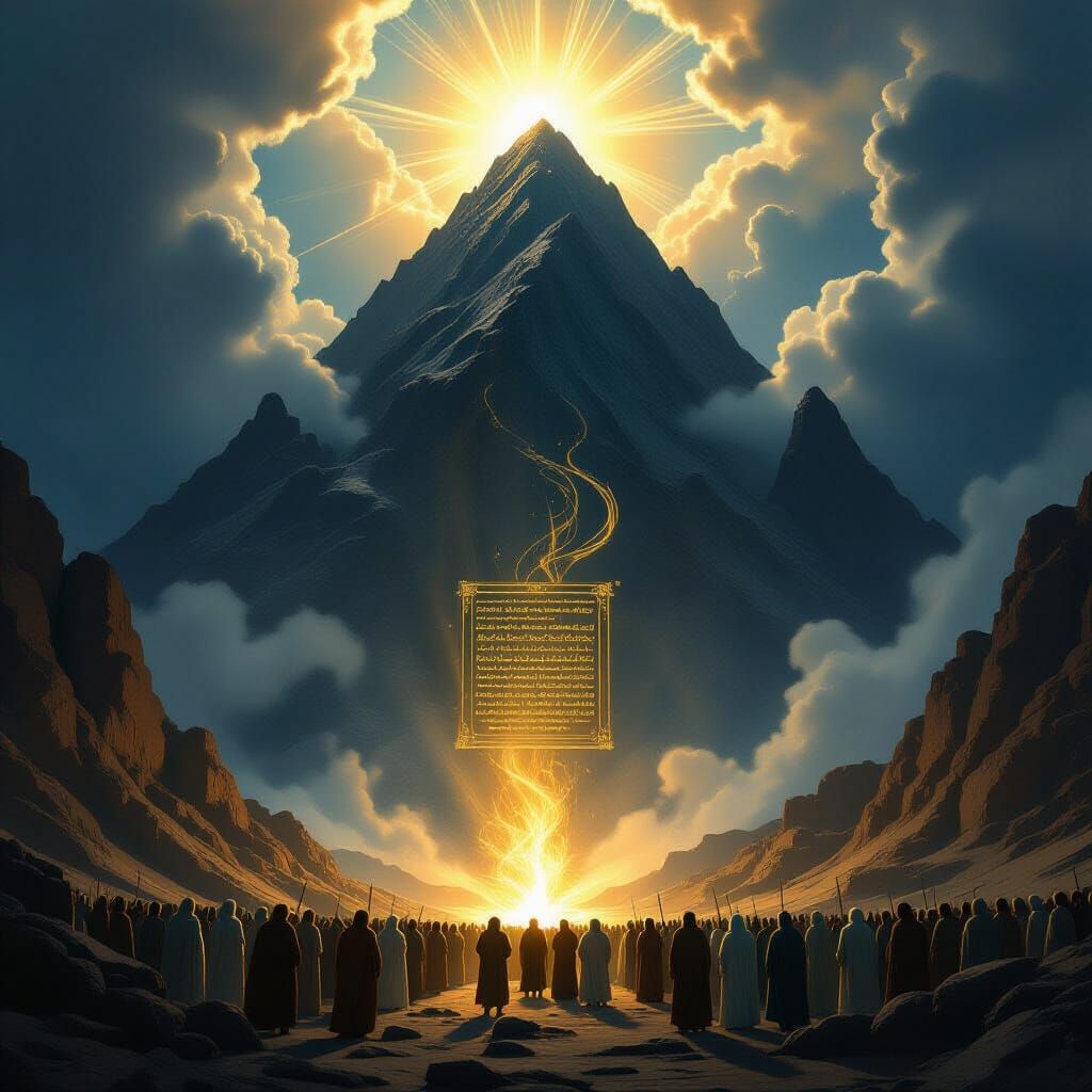 Divine Mount Sinai Scene with Golden Covenant