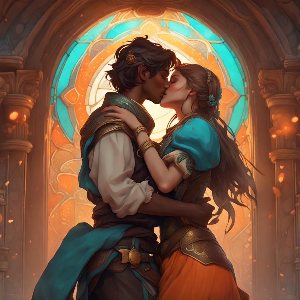 Prince and Peasant Kiss: Hyperdetailed Concept Art