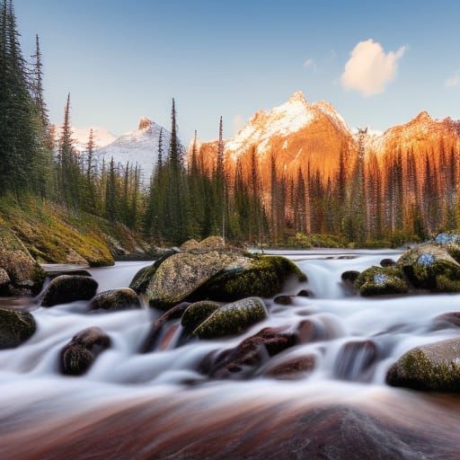 Alpine River in Olympic Mountains: A Photorealistic Masterpi...