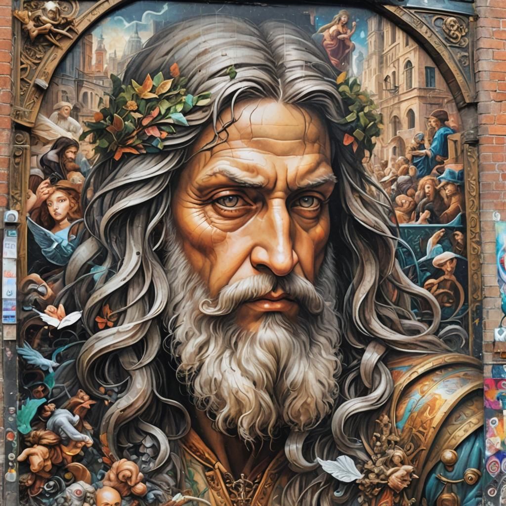 Renaissance Graffiti: A Maximalist Street Art Portrait