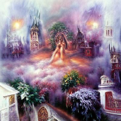 Ethereal Fantasy Scene in Kinkade Style