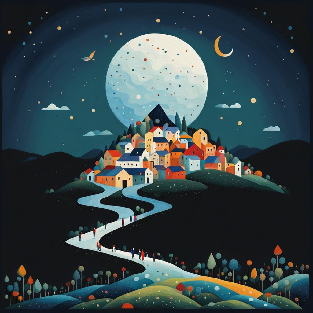 Abstract Folk Art in Kandinsky Style