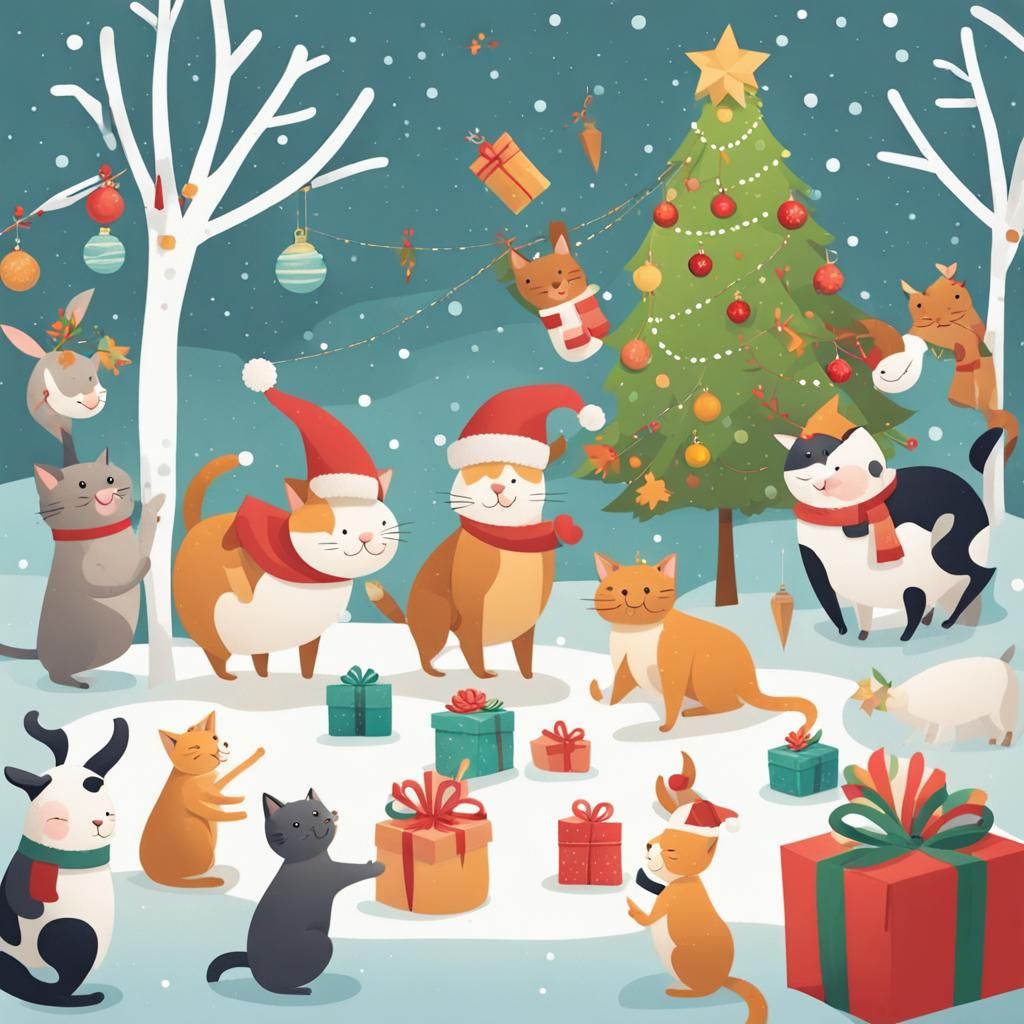 Animals Celebrating Holidays in a Festive Wonderland