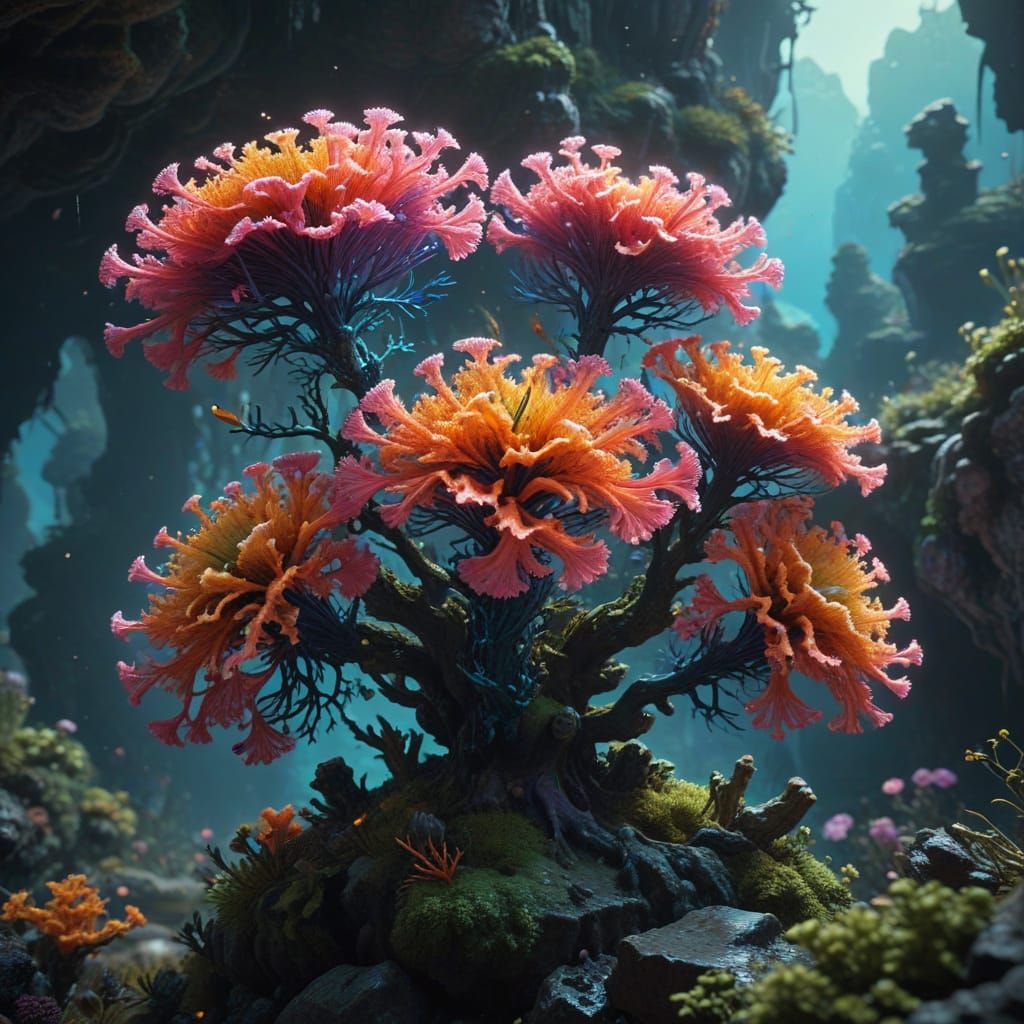 Fantasy Carnation Coral: Detailed Matte Painting