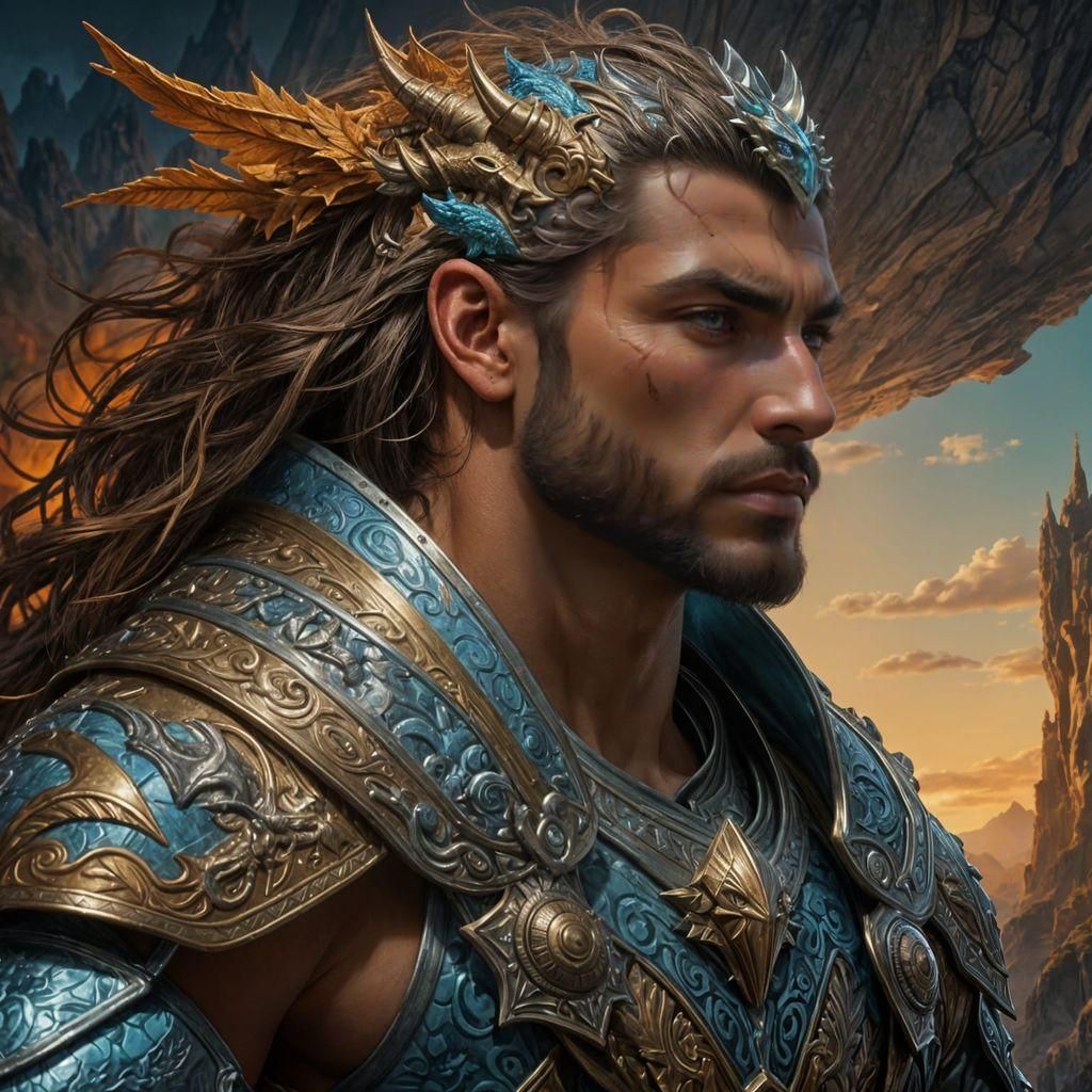 Epic Fantasy Warrior Portrait in Hyperdetailed Style