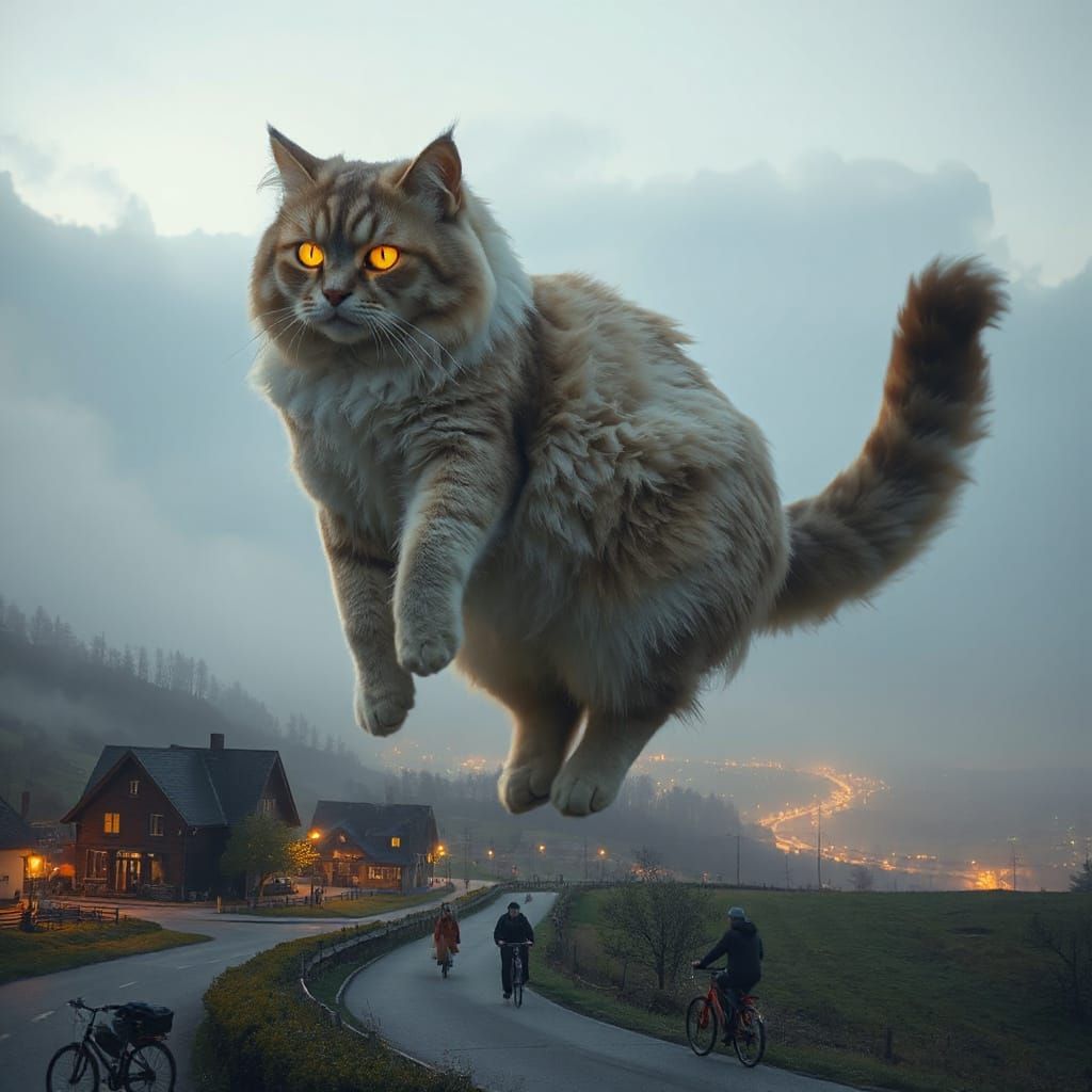 Colossal Cat Highway in Cinematic Photorealism