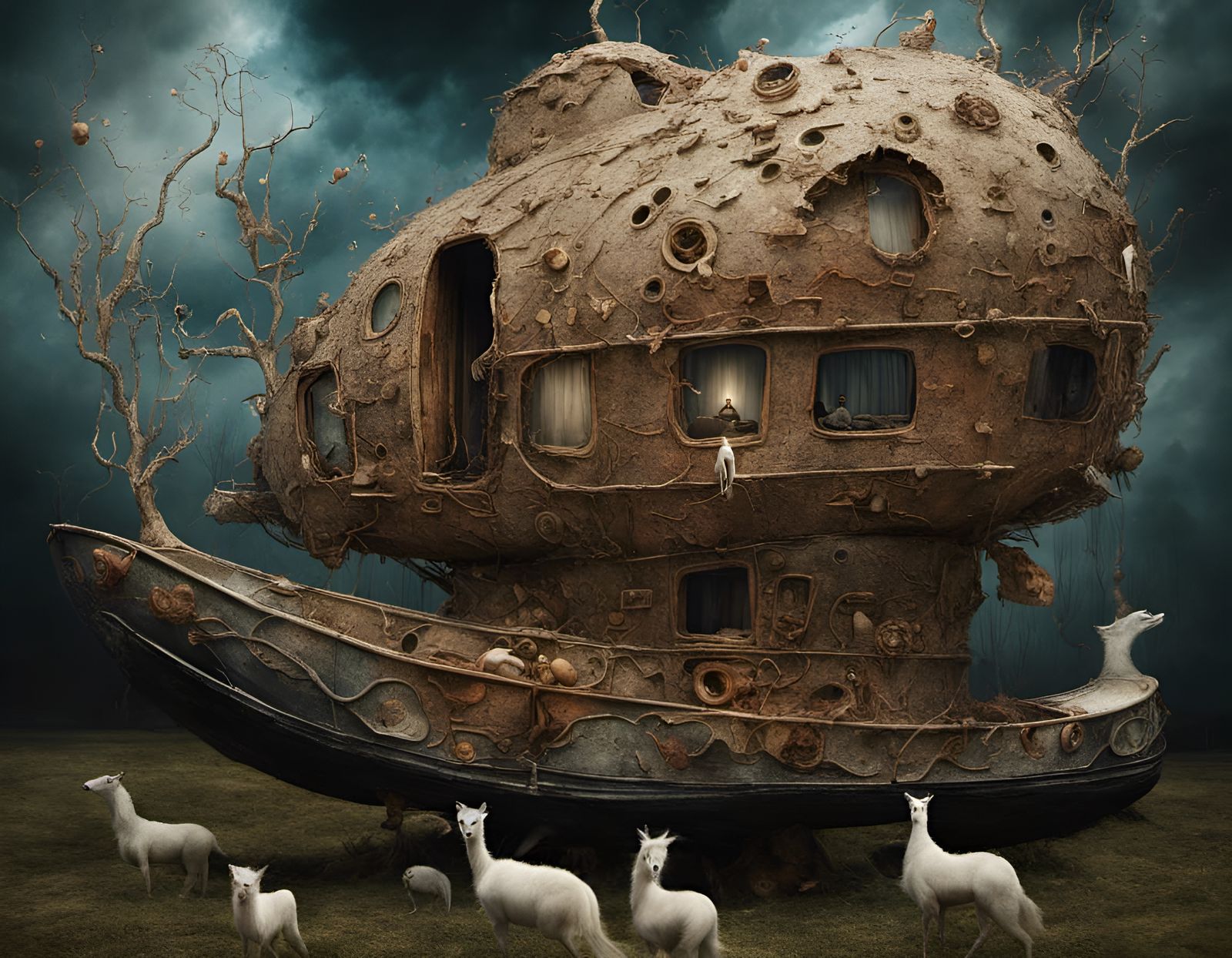 Surreal Biological Scene with Magical Particles