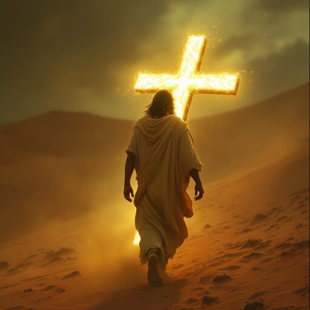 Jesus Bearer of Digital Cross in the Desert